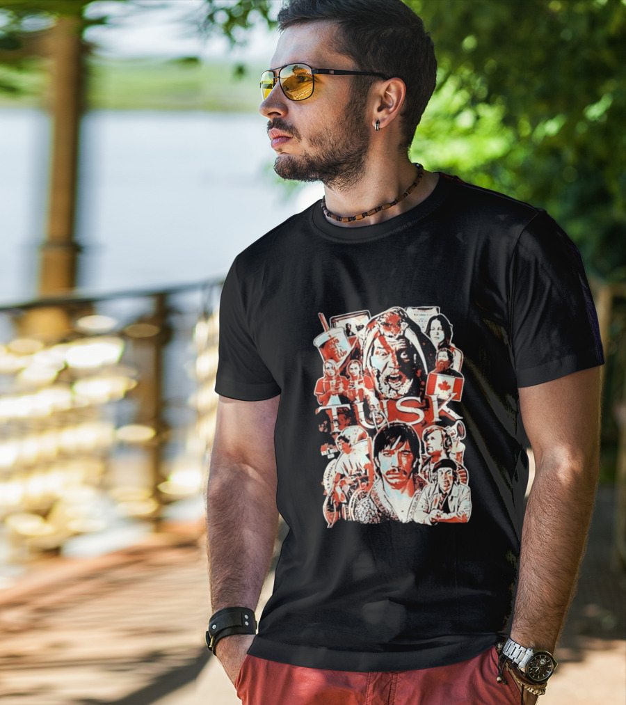 Tusk Movie Kevin Smith Justin Long Cast Collage T-Shirt
