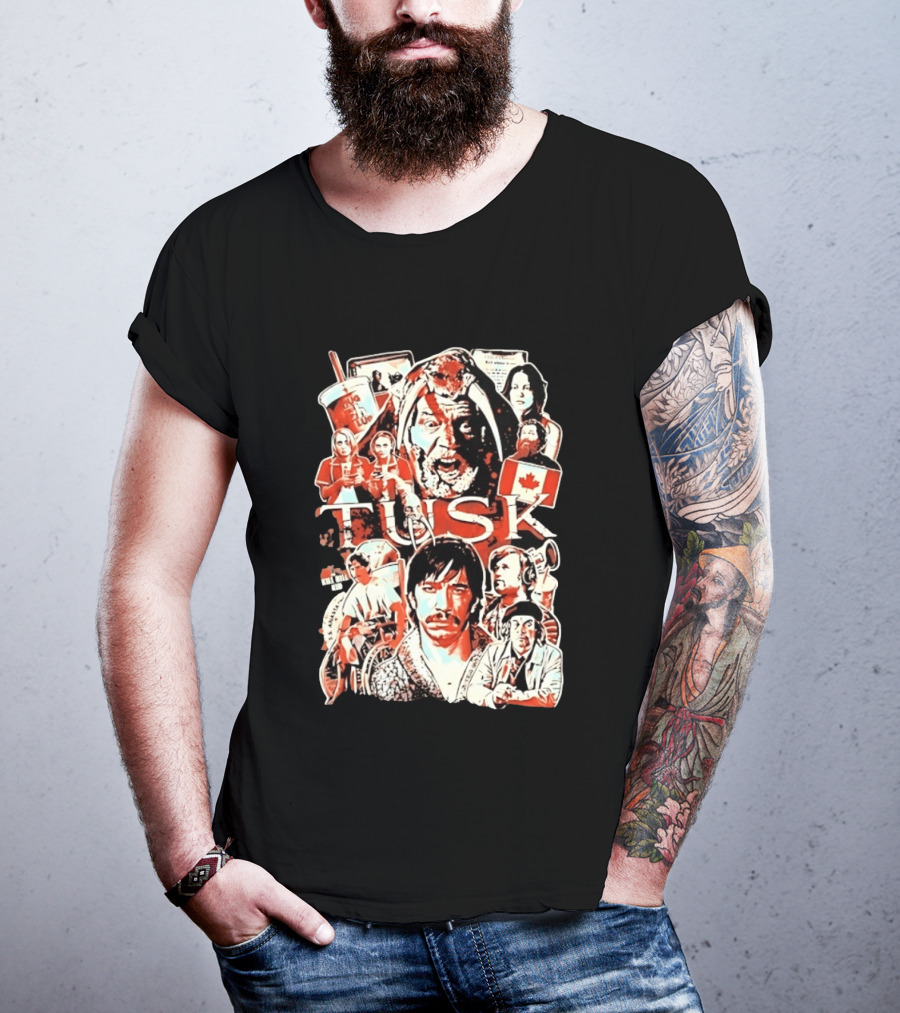 Tusk Movie Kevin Smith Justin Long Cast Collage T-Shirt