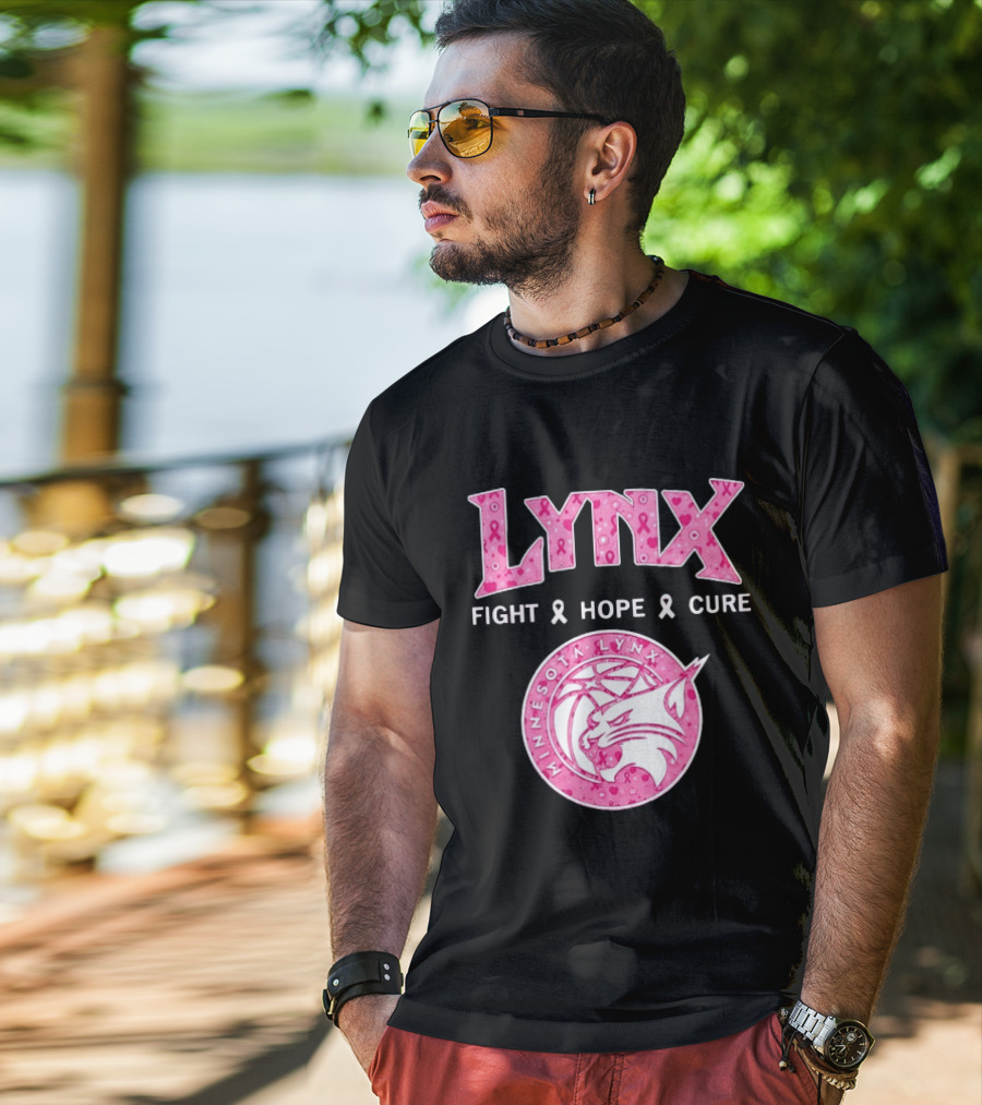 Minnesota Lynx Fight Hope Cure Breast Cancer Awareness Pink Ribbon T-Shirt