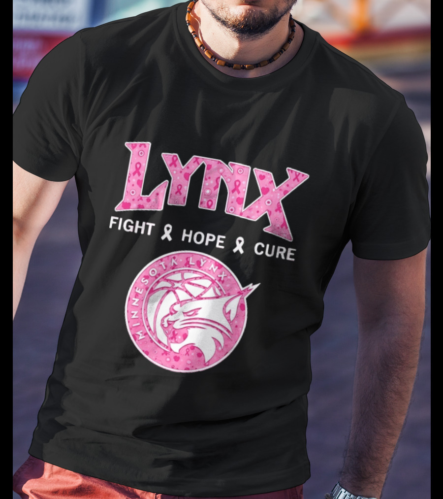 Minnesota Lynx Fight Hope Cure Breast Cancer Awareness Pink Ribbon T-Shirt