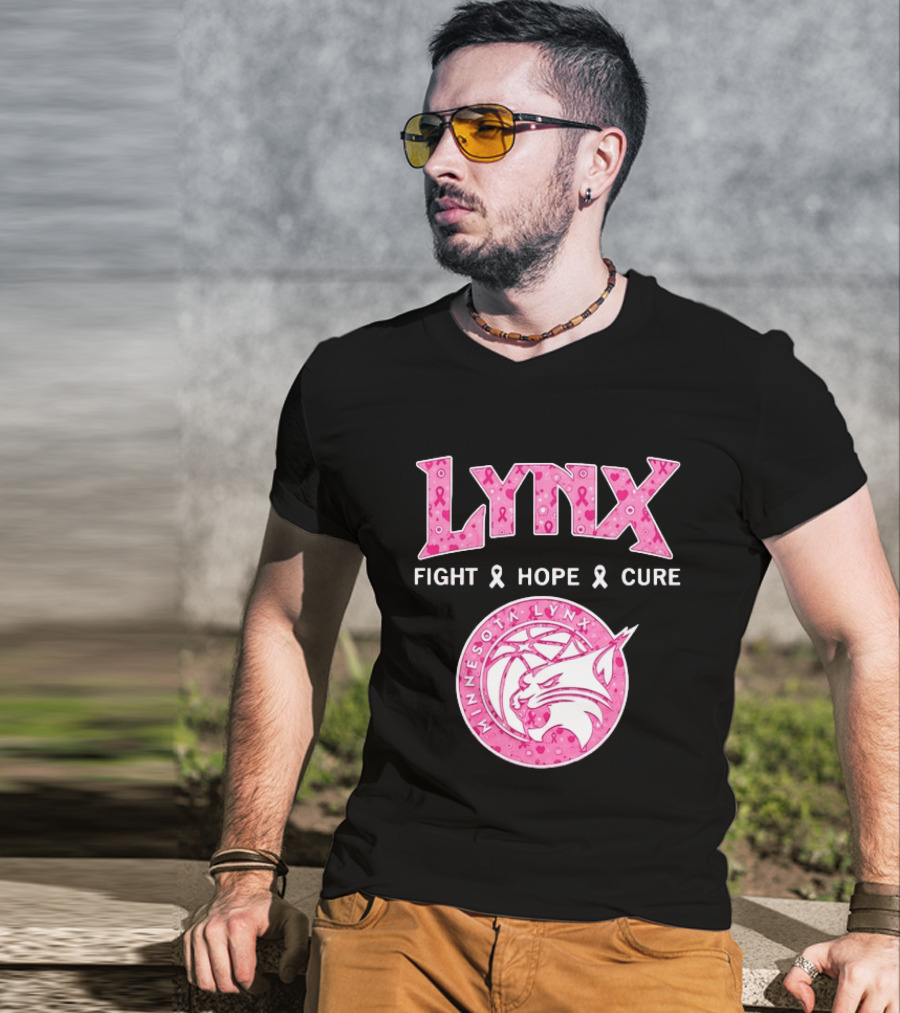 Minnesota Lynx Fight Hope Cure Breast Cancer Awareness Pink Ribbon T-Shirt