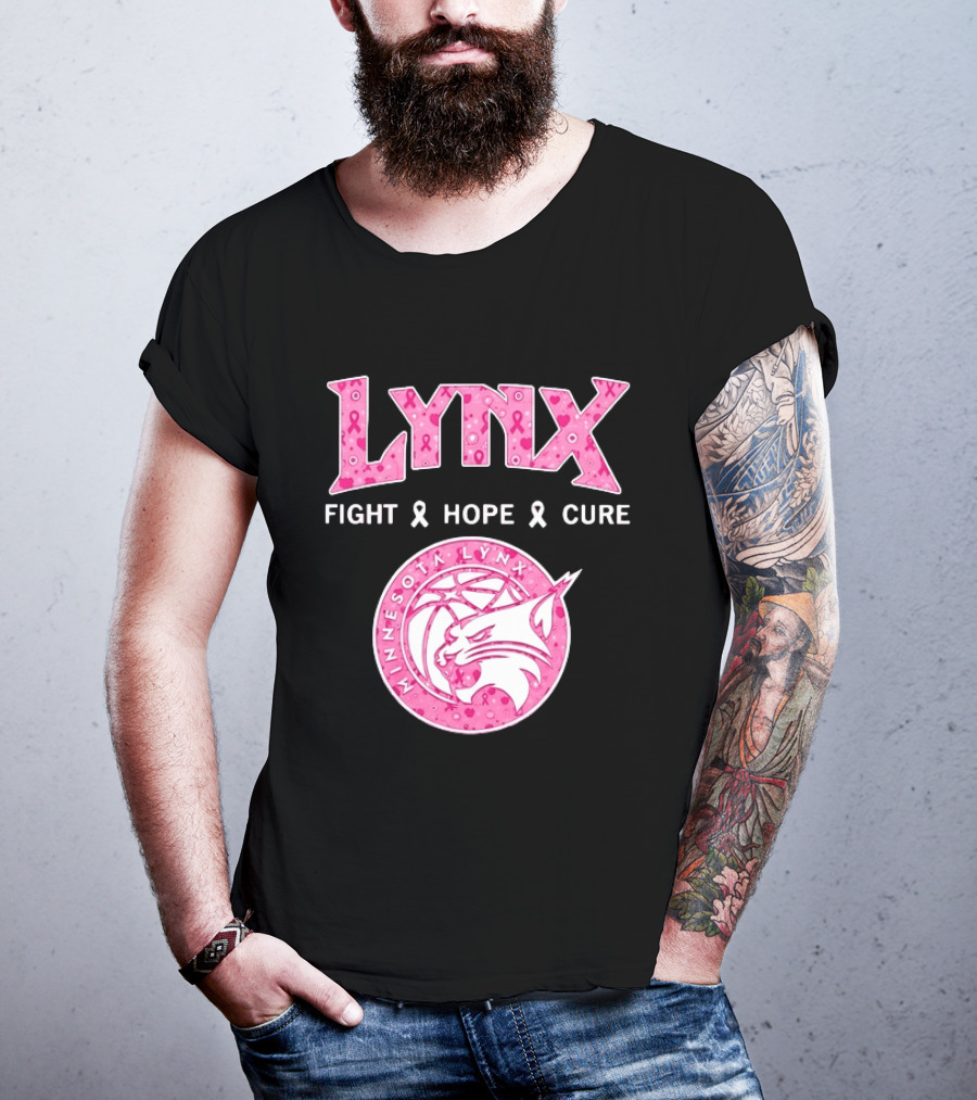 Minnesota Lynx Fight Hope Cure Breast Cancer Awareness Pink Ribbon T-Shirt