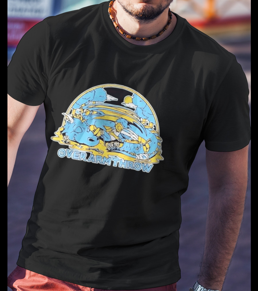 Over Arm Throw Cartoon Sleeping Blue Dragon Under Moonlit Sky T-Shirt