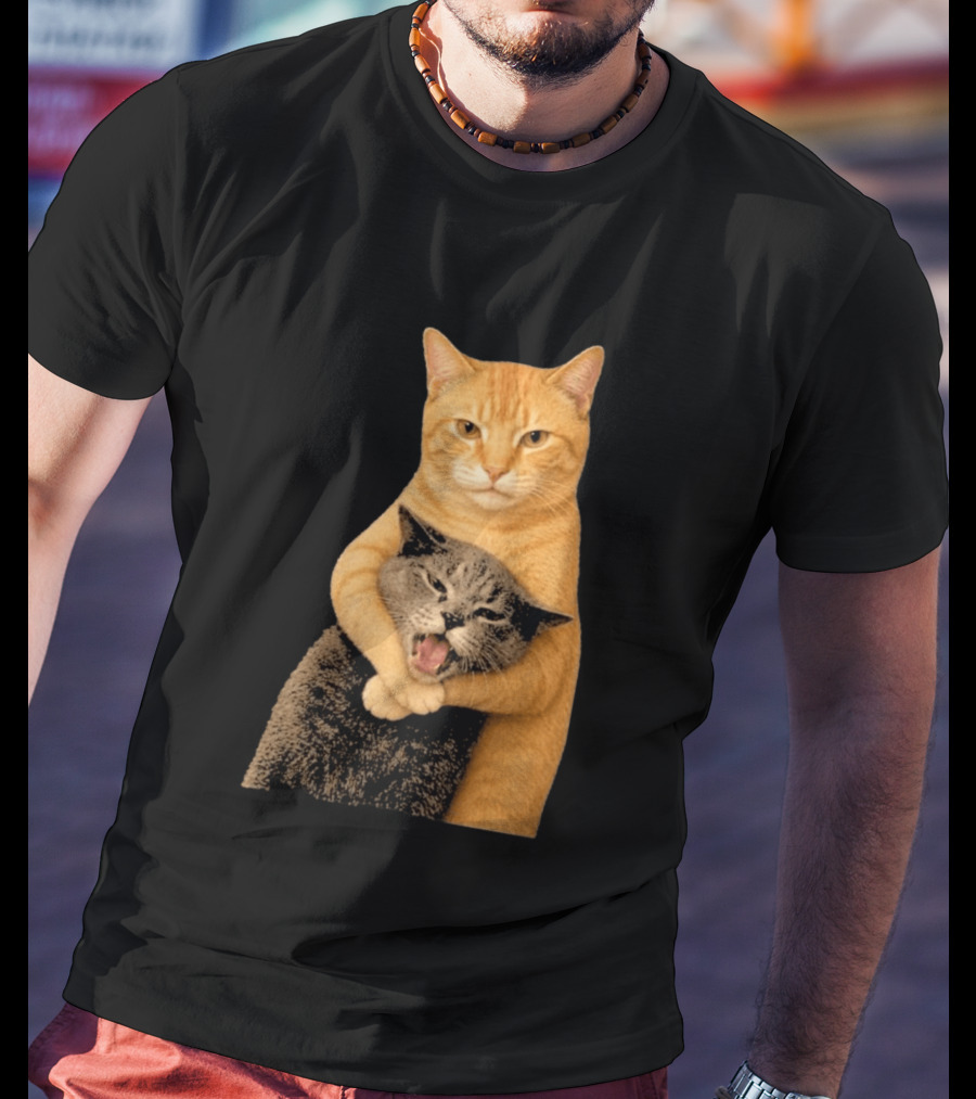 Cat Fight Meme Hugging Cats Funny Pet Lovers T-Shirt