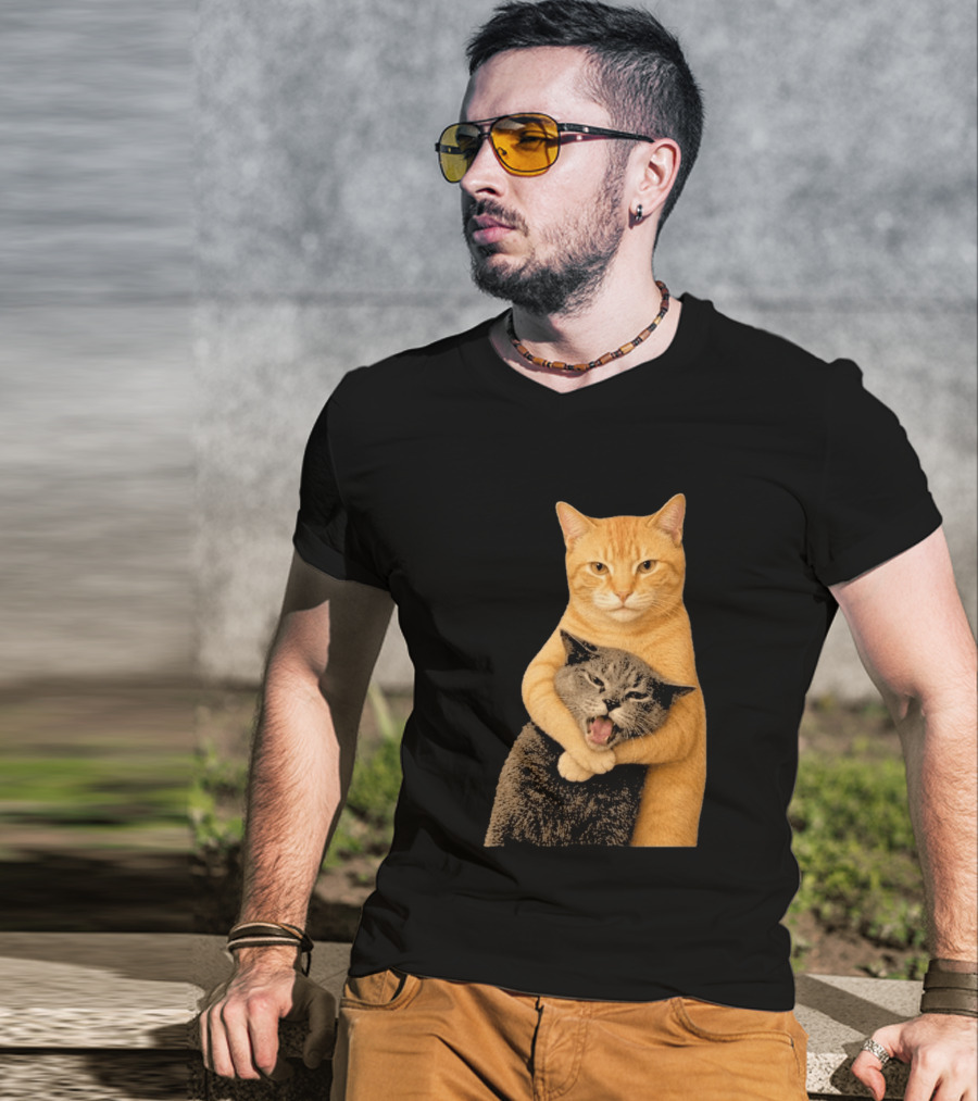Cat Fight Meme Hugging Cats Funny Pet Lovers T-Shirt
