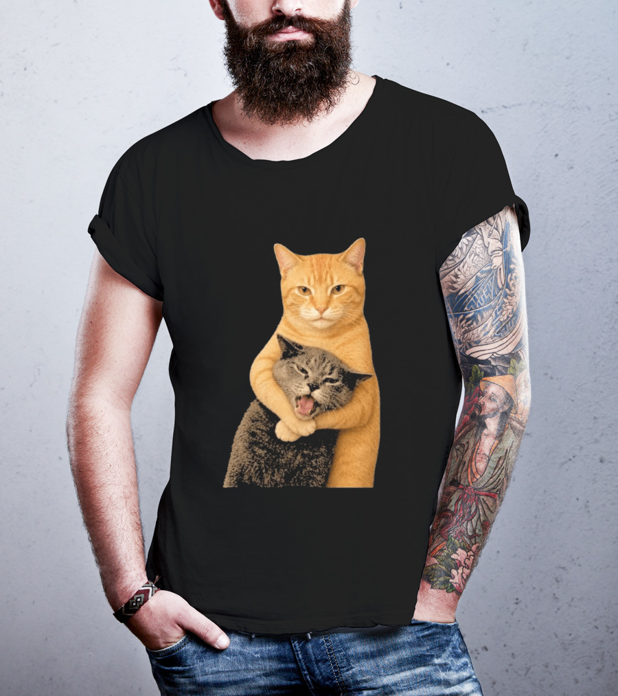 Cat Fight Meme Hugging Cats Funny Pet Lovers T-Shirt