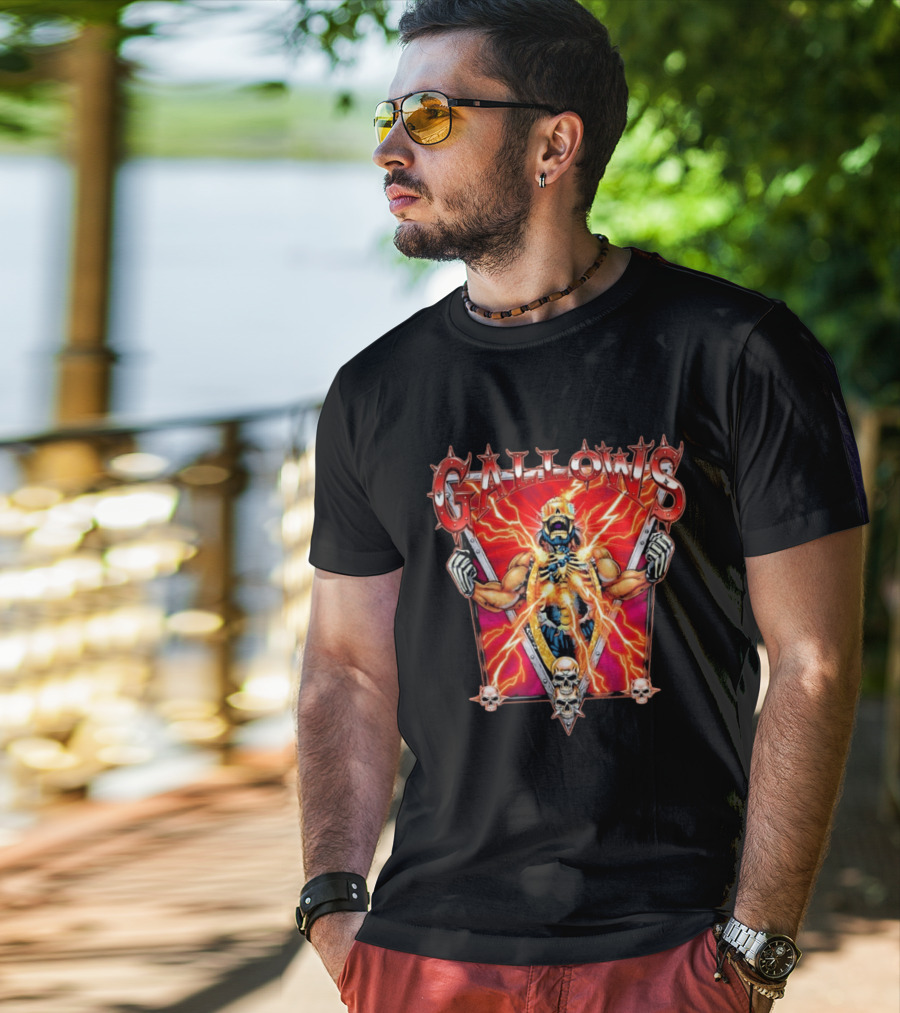 Gallows Wrestling Skull Warrior Electric Power T-Shirt