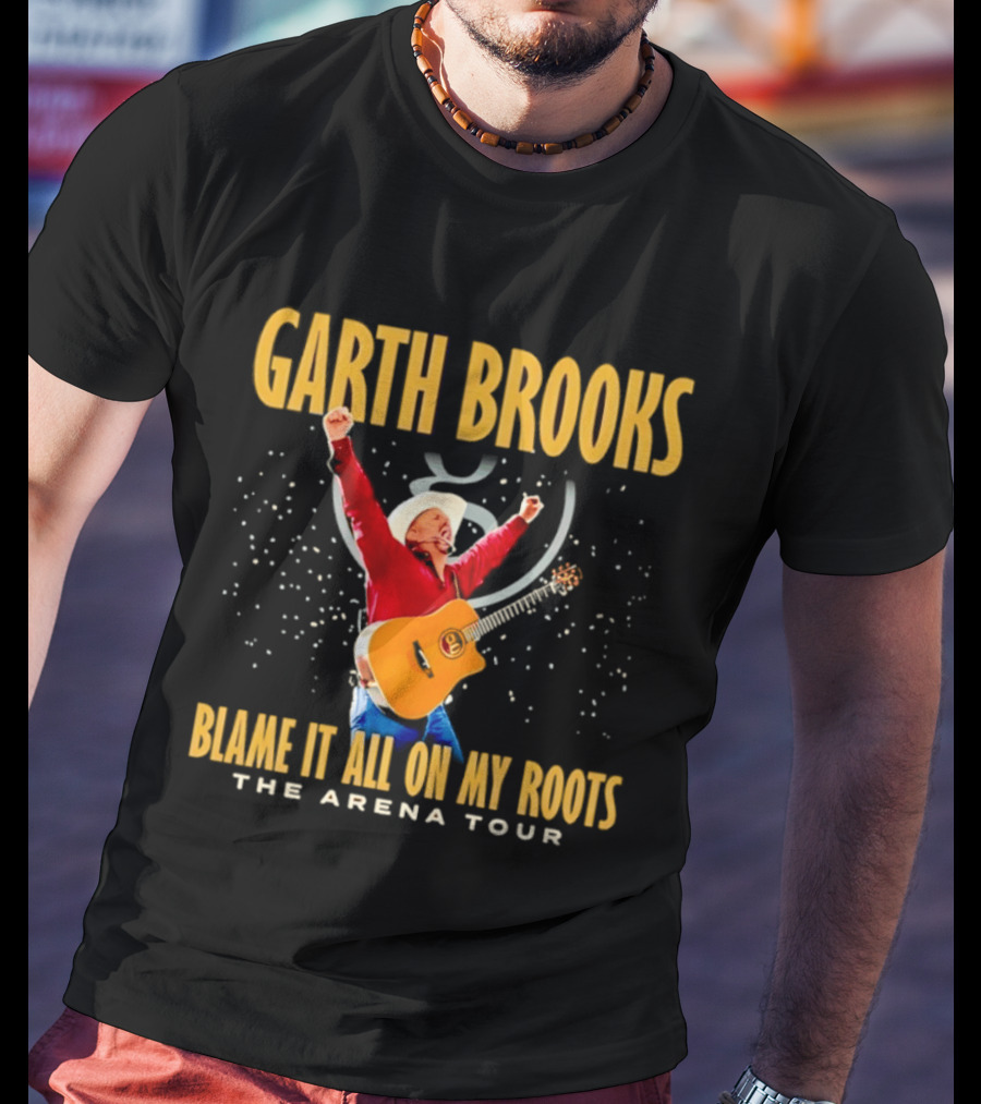 Garth Brooks Blame It All On My Roots The Arena Tour Cowboy Guitarist Celebration T-Shirt