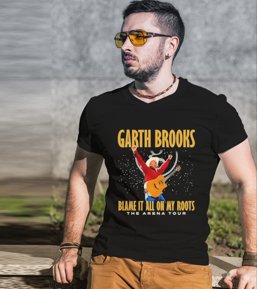 Garth Brooks Blame It All On My Roots The Arena Tour Cowboy Guitarist Celebration T-Shirt