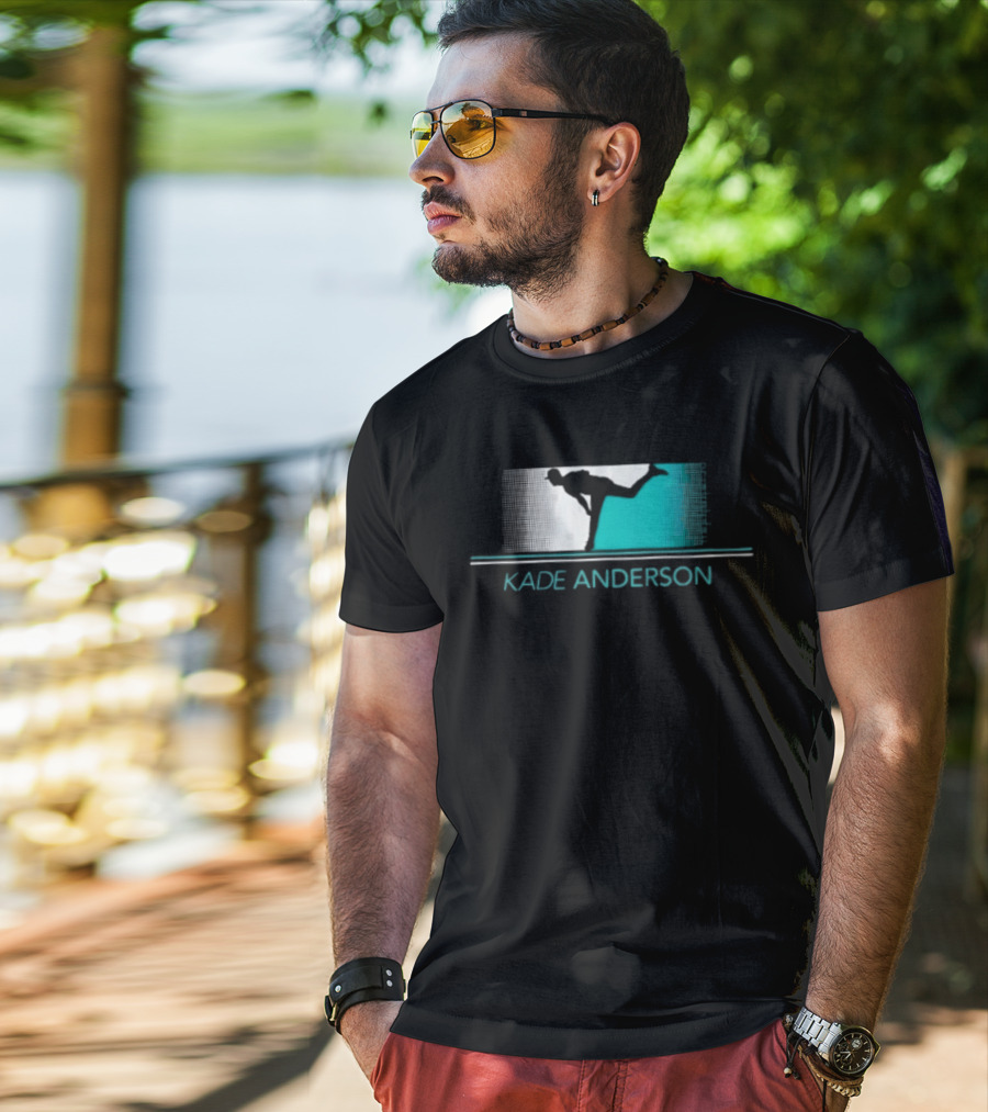 Kade Anderson Baseball Pitcher Halftone Teal T-Shirt