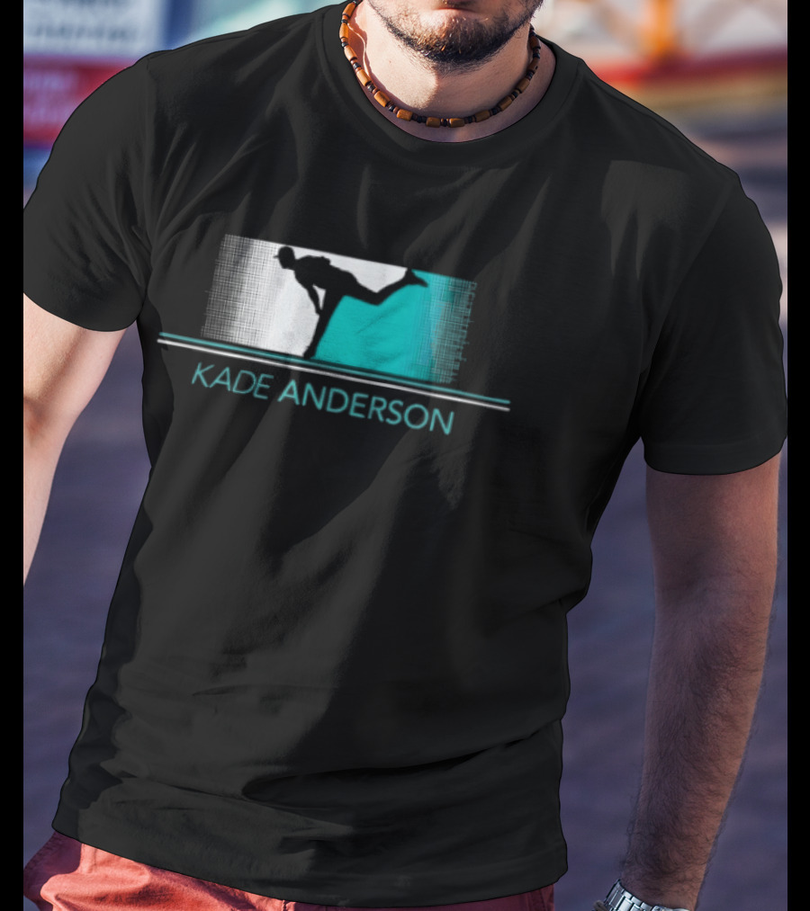 Kade Anderson Baseball Pitcher Halftone Teal T-Shirt