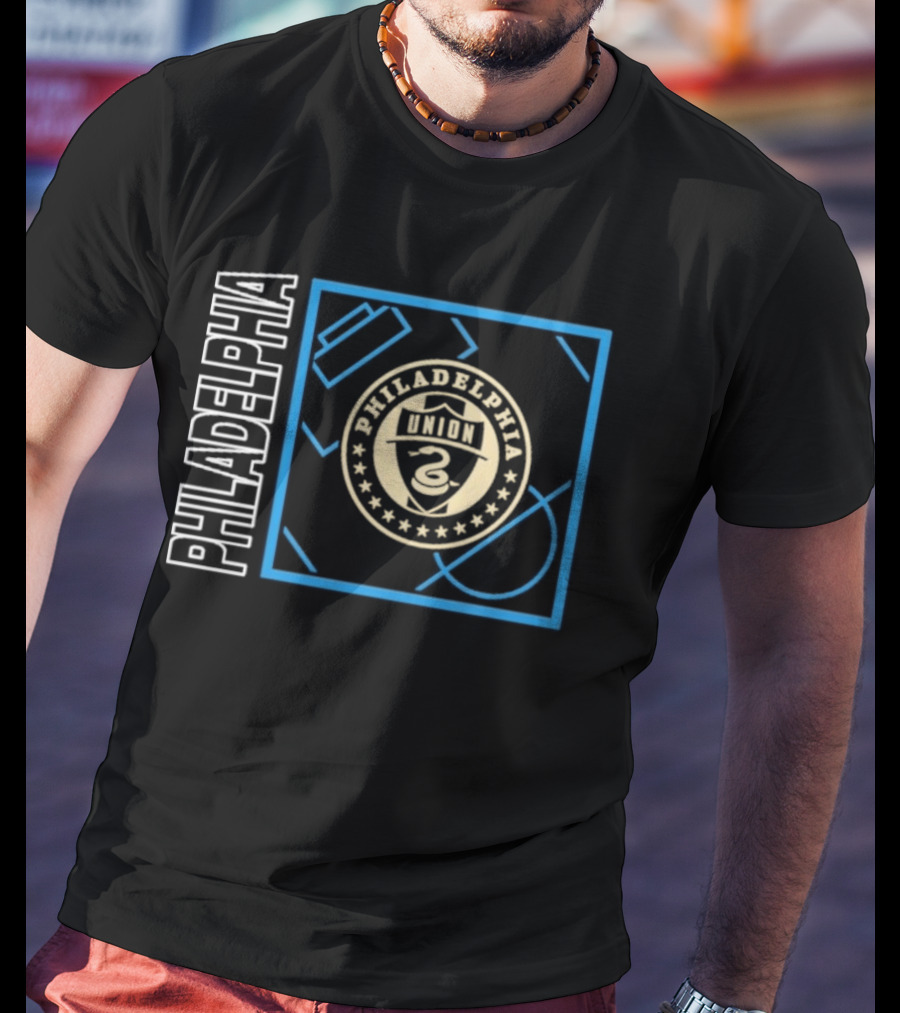 Philadelphia Union Black Big Tall Home Field Pop Personalized Soccer Gear T-Shirt