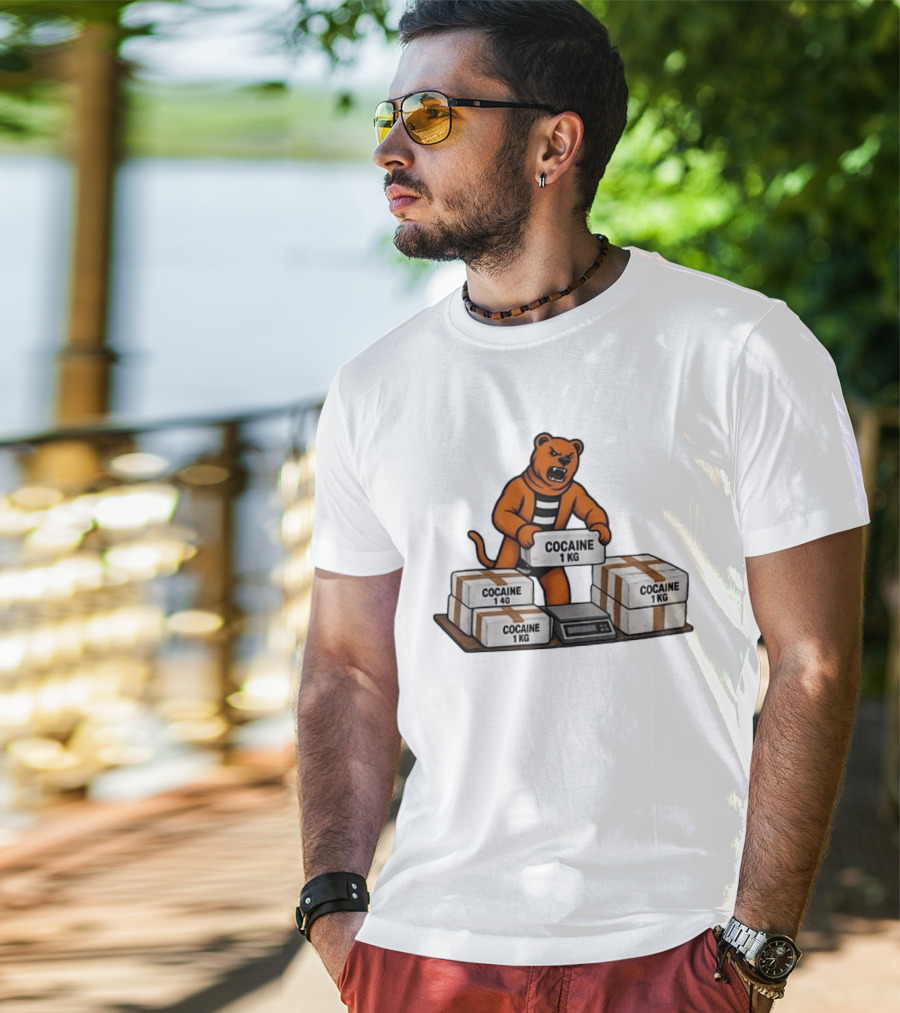 Angry Bear Holding Cocaine 1KG Bricks Meme T-Shirt