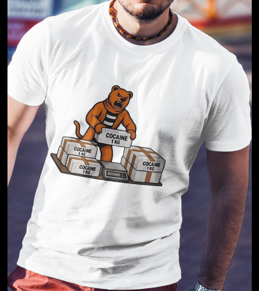 Angry Bear Holding Cocaine 1KG Bricks Meme T-Shirt