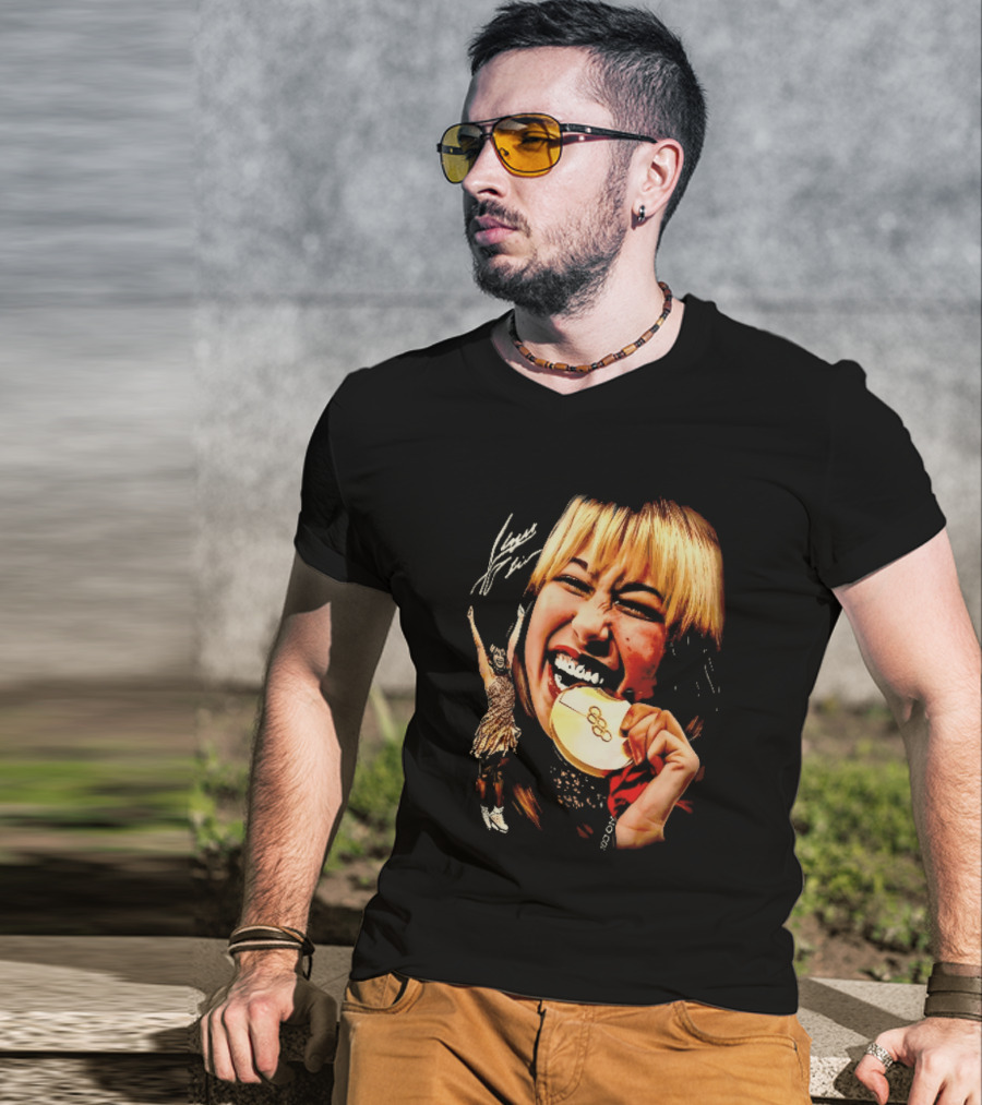 Tara Lipinski Olympic Gold Medal Celebration Iconic Figure Skater Image T-Shirt