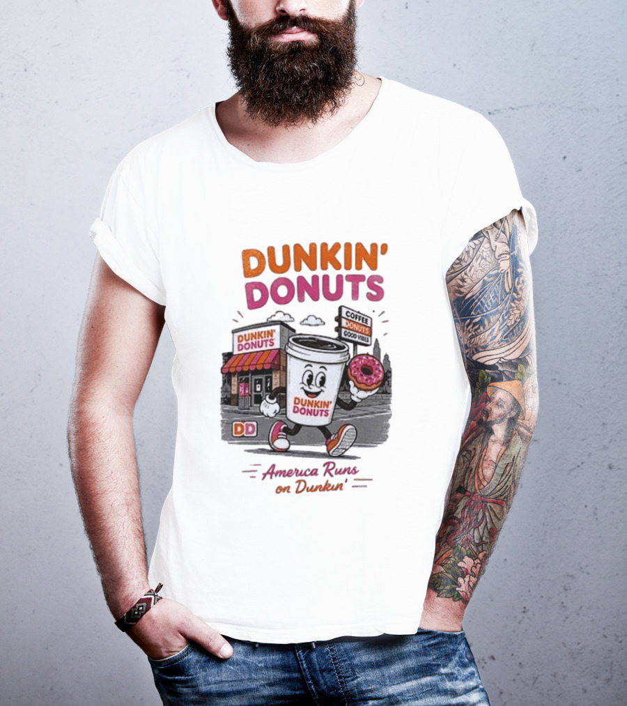 Dunkin' Donuts Coffee Good Vibes America Runs On Dunkin T-Shirt