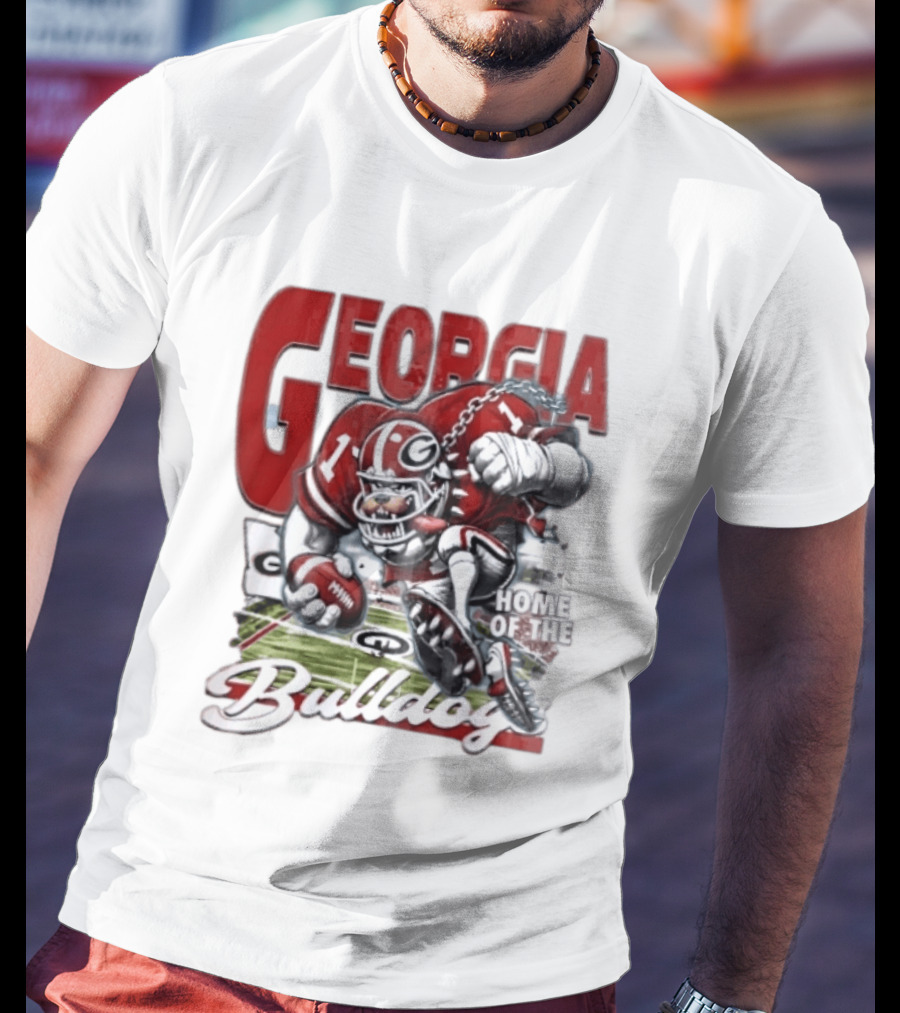 Georgia Bulldogs Football Cartoon Running Home Of The Bulldogs T-Shirt