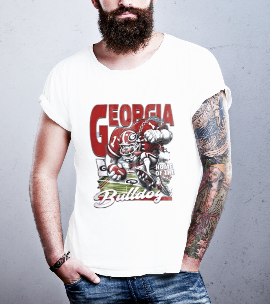 Georgia Bulldogs Football Cartoon Running Home Of The Bulldogs T-Shirt