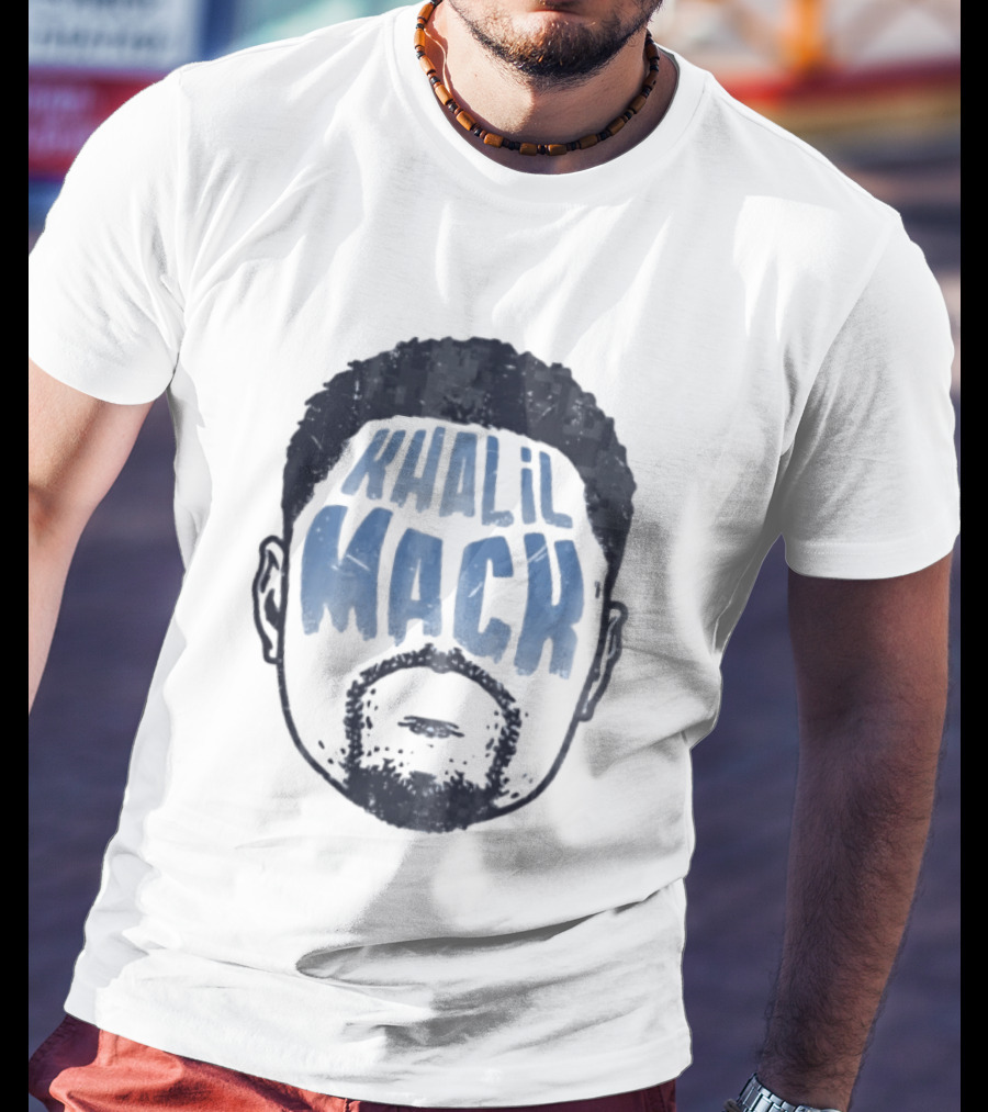 Khalil Mack Bearded Face Blue Distressed T-Shirt