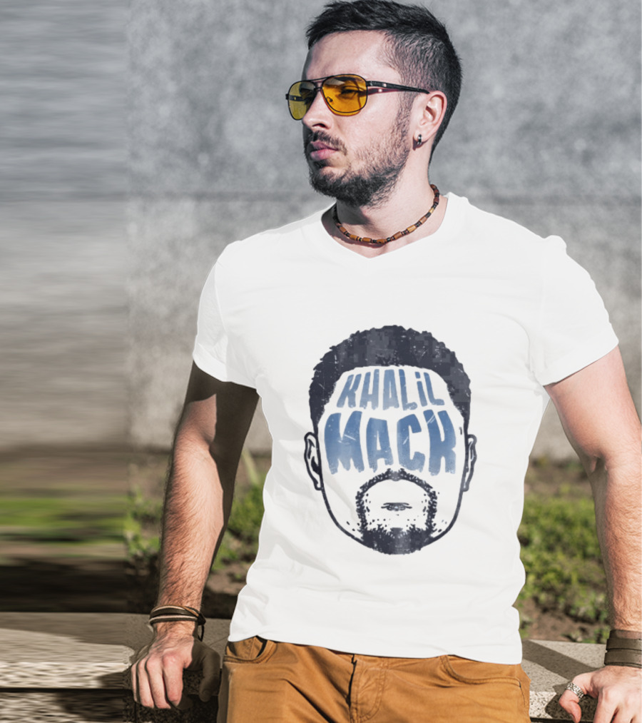 Khalil Mack Bearded Face Blue Distressed T-Shirt