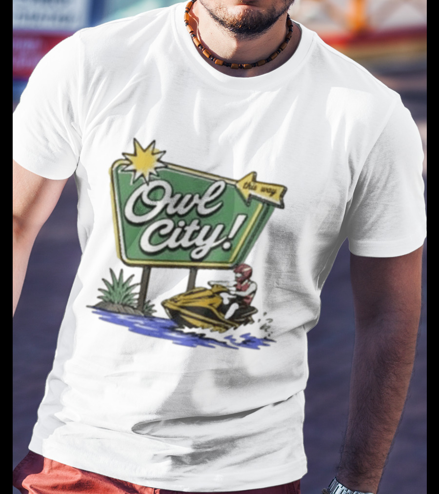 Owl City Music Welcome To Owl City Jet Ski Adventure Sign T-Shirt