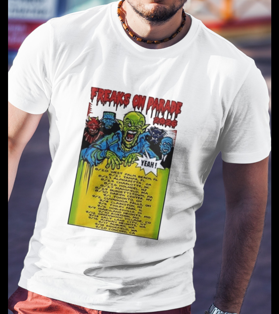 Freaks On Parade Tour 2023 Rob Zombie Dates West Palm Beach Tampa Atlanta Concord T-Shirt