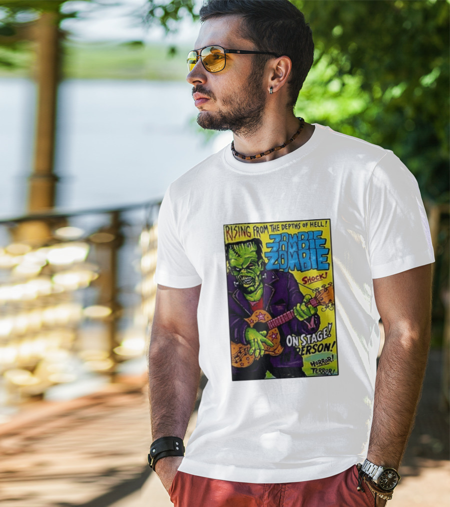 Rising From The Depths Of Hell Zombie On Stage In Person Horror Terror Shock T-Shirt