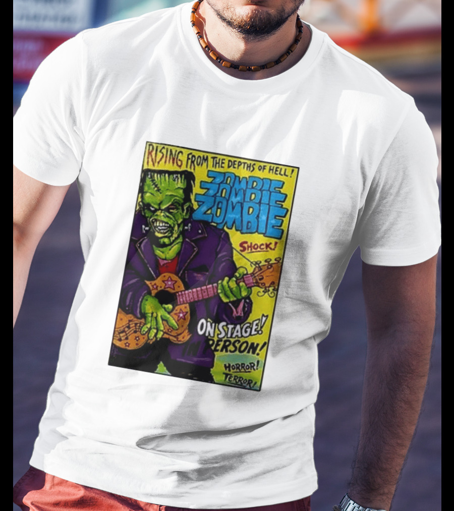 Rising From The Depths Of Hell Zombie On Stage In Person Horror Terror Shock T-Shirt