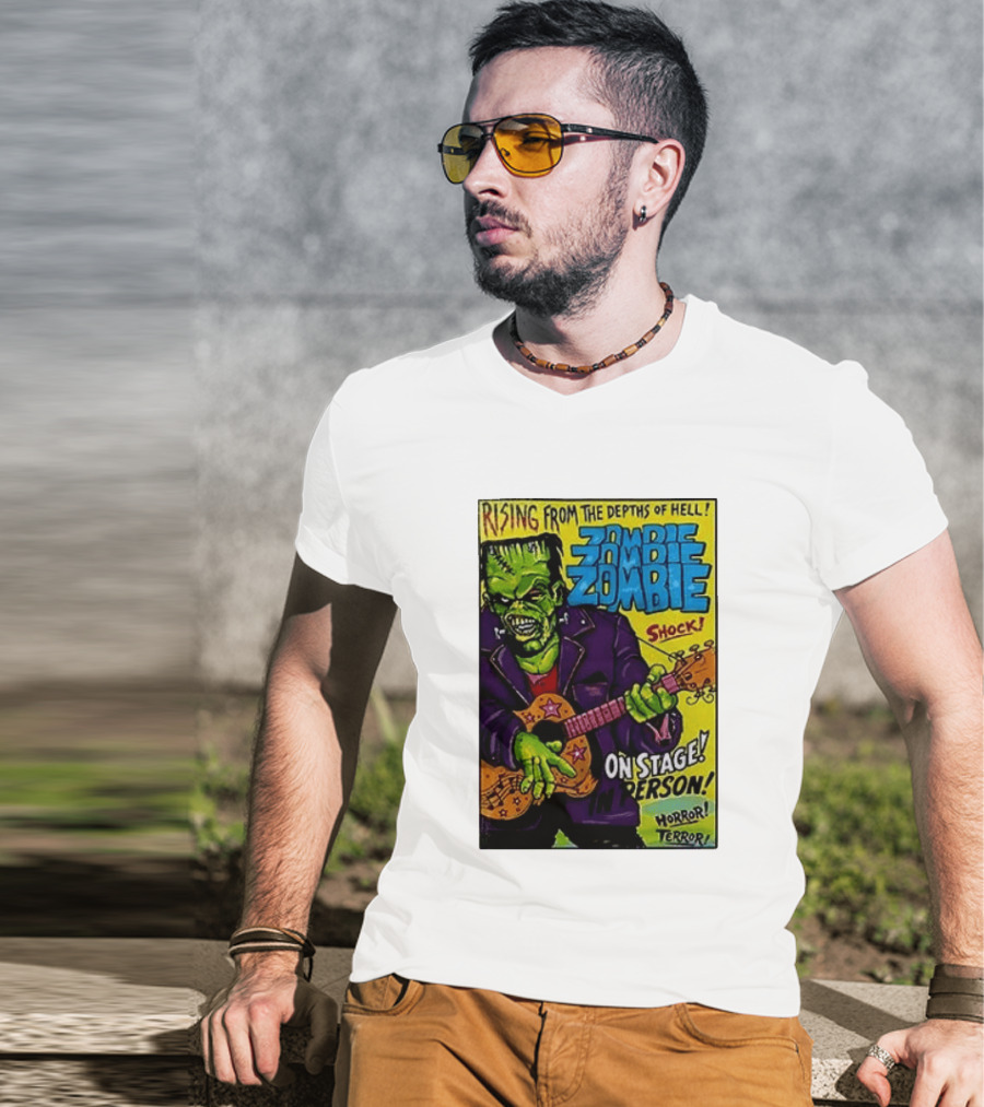 Rising From The Depths Of Hell Zombie On Stage In Person Horror Terror Shock T-Shirt