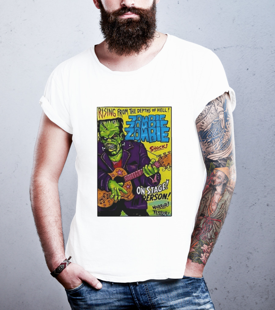 Rising From The Depths Of Hell Zombie On Stage In Person Horror Terror Shock T-Shirt