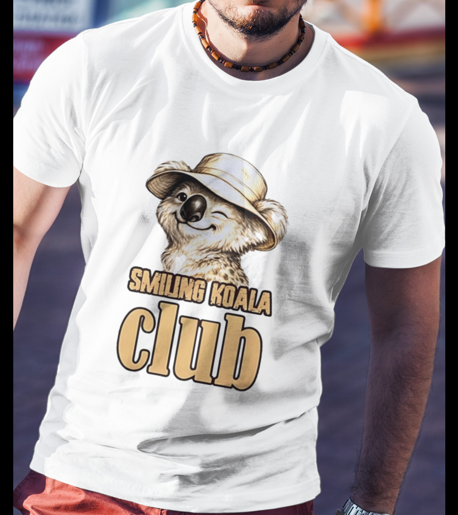 Smiling Koala Club Animal Wildlife Winking Koala Wearing Hat T-Shirt