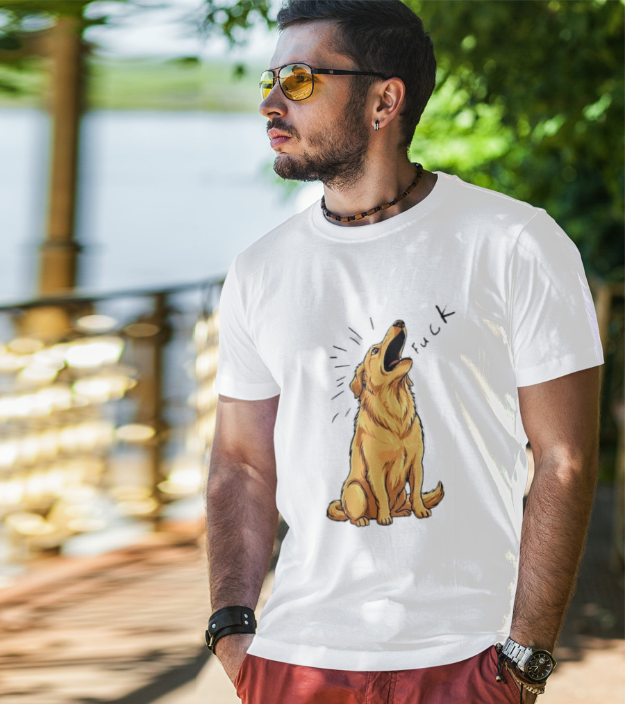 Howling Dog Saying Fuck Yellow Labrador Retriever Expression T-Shirt