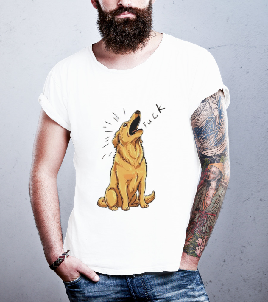 Howling Dog Saying Fuck Yellow Labrador Retriever Expression T-Shirt