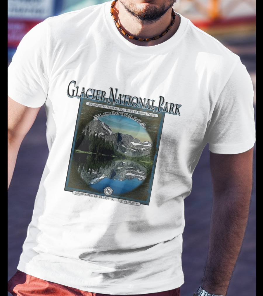 Glacier National Park Montana Backcountry Terrain 700 Miles Hiking Trails T-Shirt