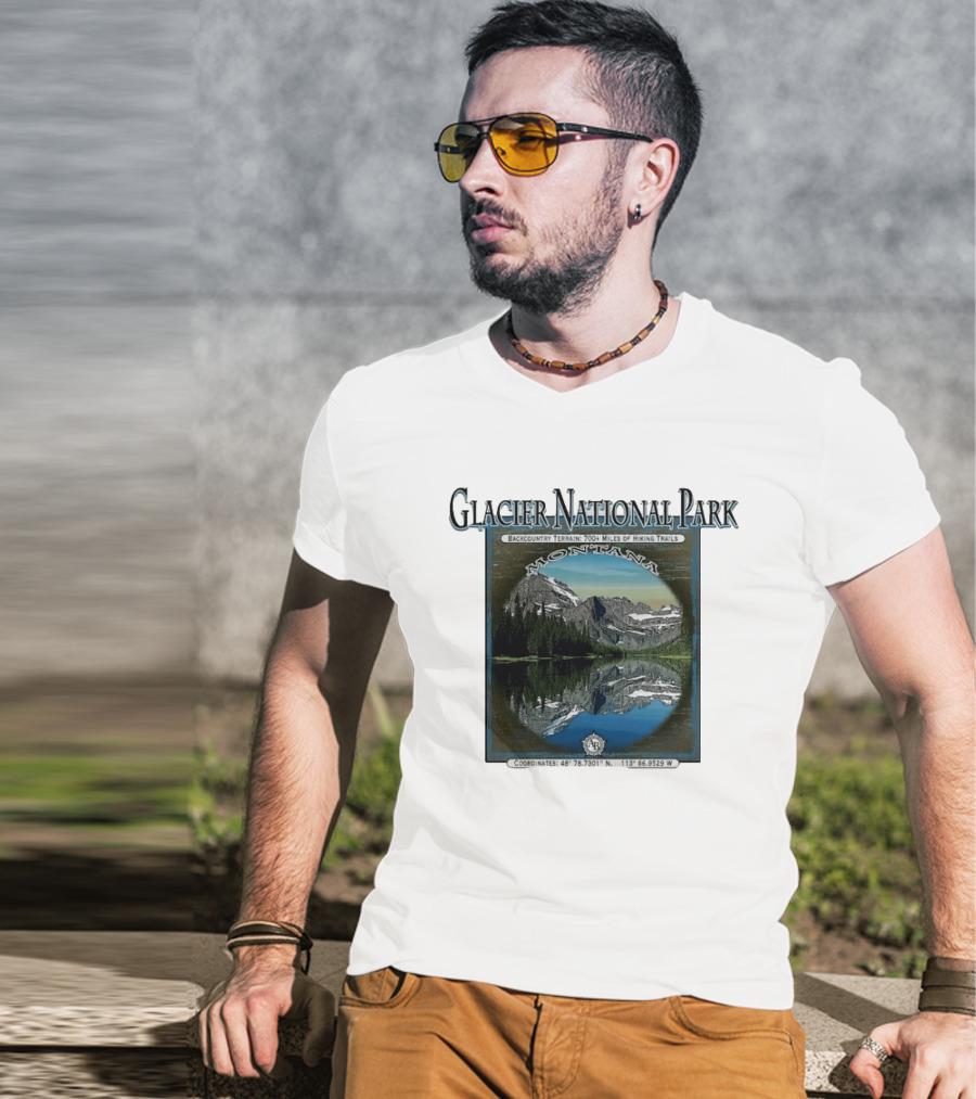 Glacier National Park Montana Backcountry Terrain 700 Miles Hiking Trails T-Shirt