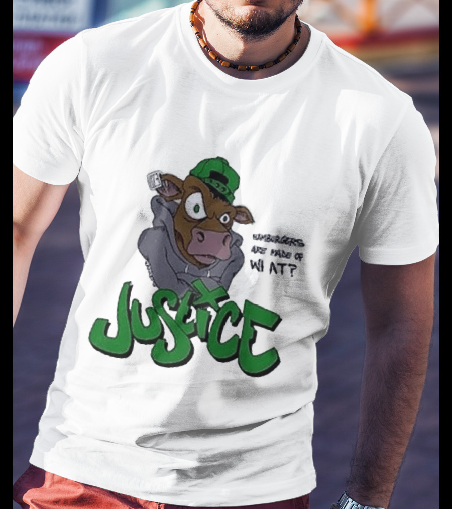 Justice Hamburgers Are Made Of What Go Vegetarian Cow T-Shirt