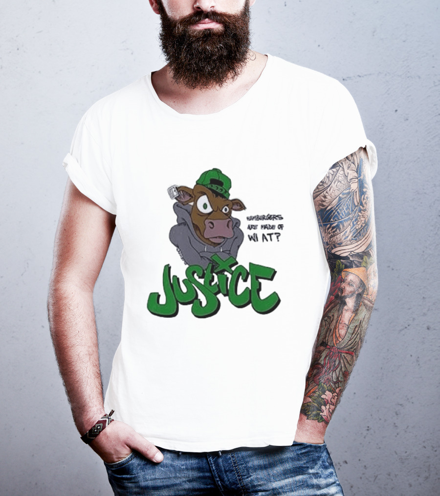 Justice Hamburgers Are Made Of What Go Vegetarian Cow T-Shirt