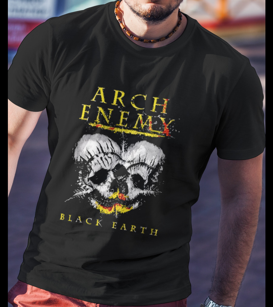 Arch Enemy Black Earth Skull Fire Gothic Heavy Metal Music T-Shirt