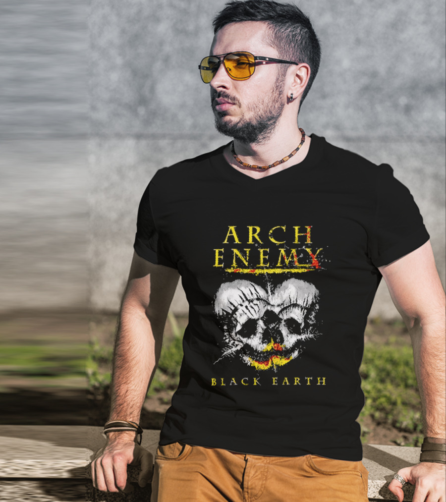 Arch Enemy Black Earth Skull Fire Gothic Heavy Metal Music T-Shirt