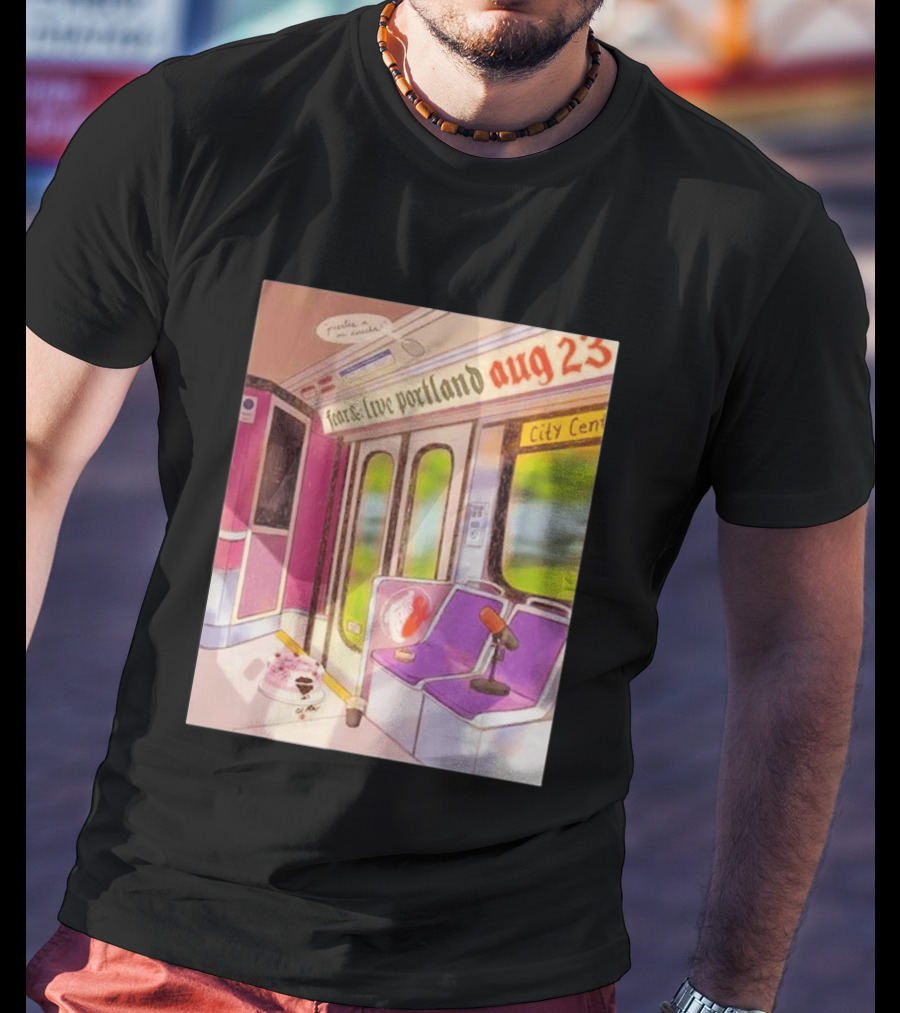 Fear& Live Portland Aug 23 Subway Scene With City Center Graffiti And Microphone T-Shirt