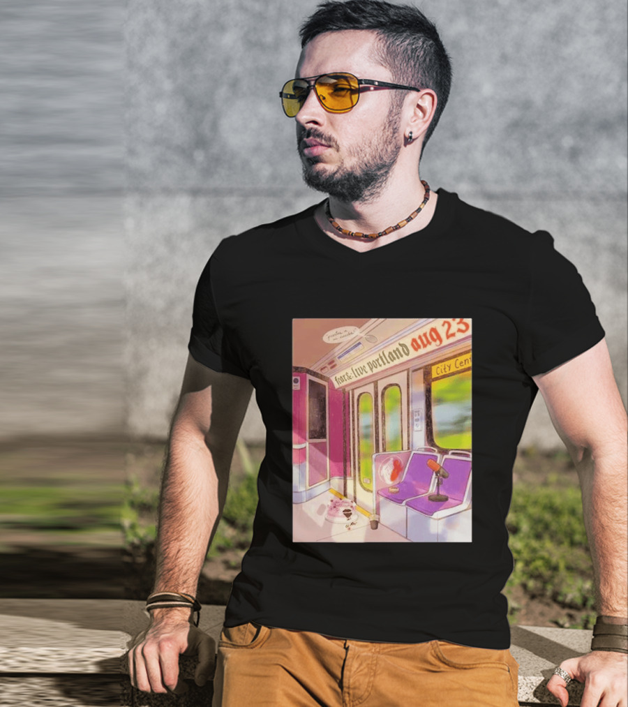 Fear& Live Portland Aug 23 Subway Scene With City Center Graffiti And Microphone T-Shirt