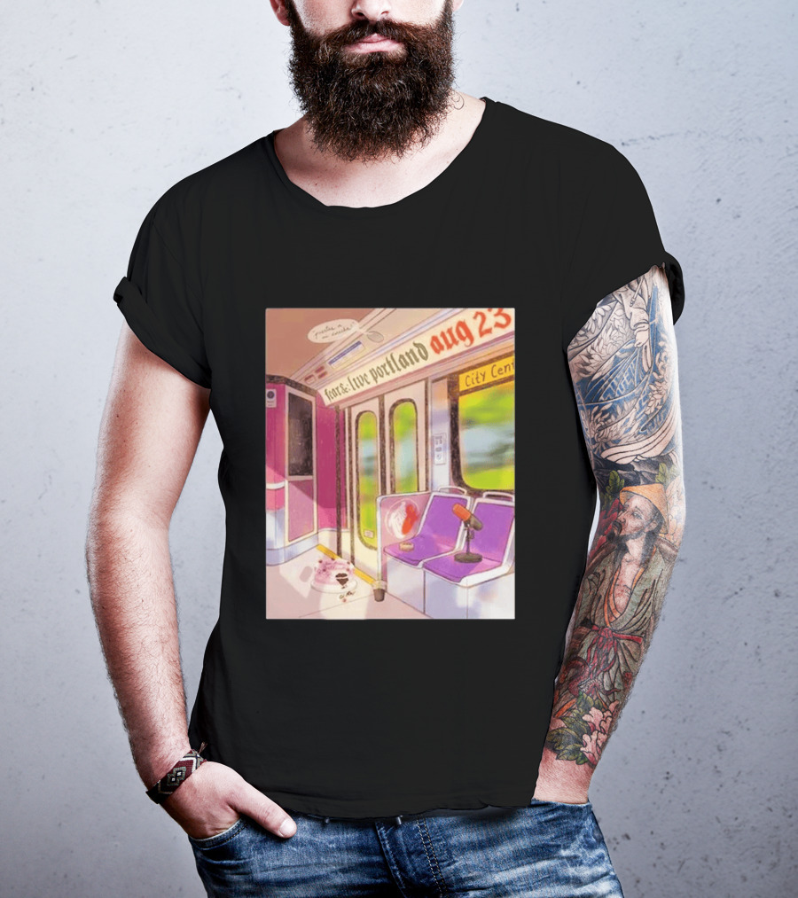 Fear& Live Portland Aug 23 Subway Scene With City Center Graffiti And Microphone T-Shirt