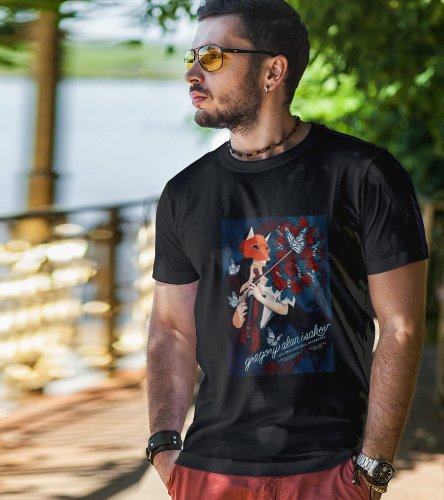 Gregory Alan Isakov Philadelphia Orchestra Saratoga Performing Arts Center August 22 2026 Roses Butterfly Violin T-Shirt