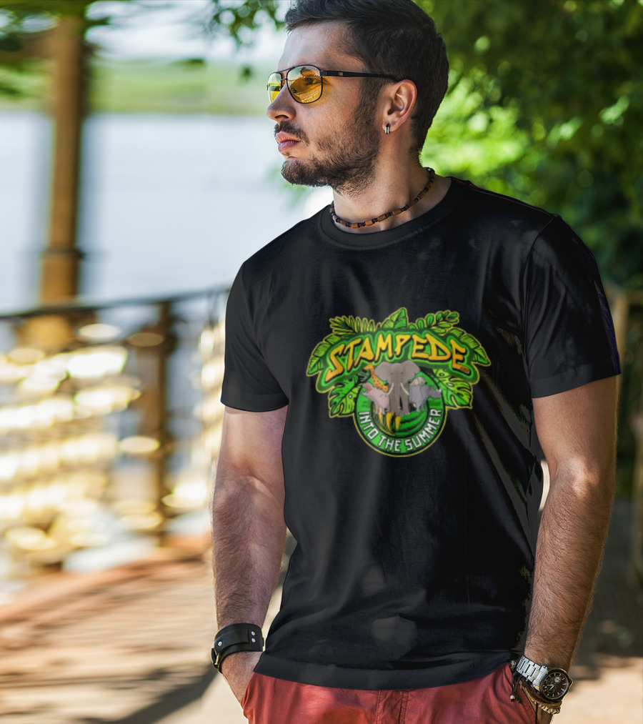 Stampede Into The Summer Elephant Giraffe Hippo Tropical 2026 T-Shirt