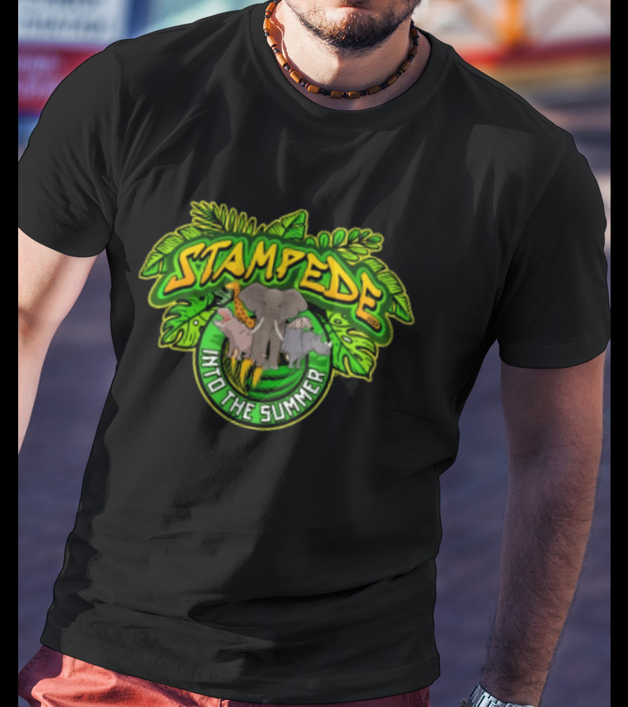 Stampede Into The Summer Elephant Giraffe Hippo Tropical 2026 T-Shirt