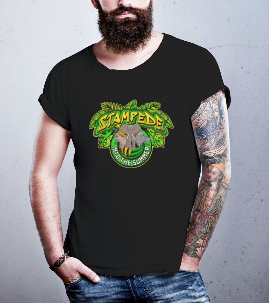 Stampede Into The Summer Elephant Giraffe Hippo Tropical 2026 T-Shirt