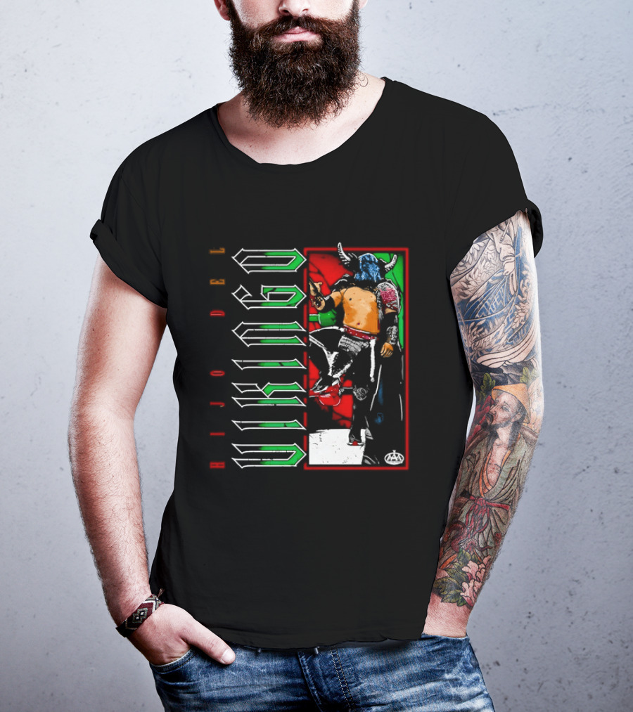Hijo Del Vikingo Lucha Libre Wrestler Demon Mask Green Red White T-Shirt