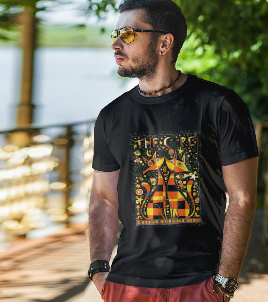 The Cure 23 August 2026 Summer Sessions Edinburgh Psychedelic Cat T-Shirt