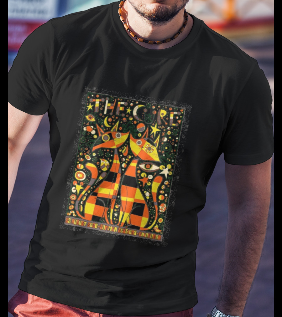 The Cure 23 August 2026 Summer Sessions Edinburgh Psychedelic Cat T-Shirt