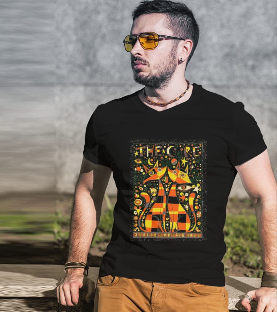 The Cure 23 August 2026 Summer Sessions Edinburgh Psychedelic Cat T-Shirt